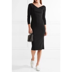 Theory Daverin Lustrate Black Sheath Midi Dress Size Small